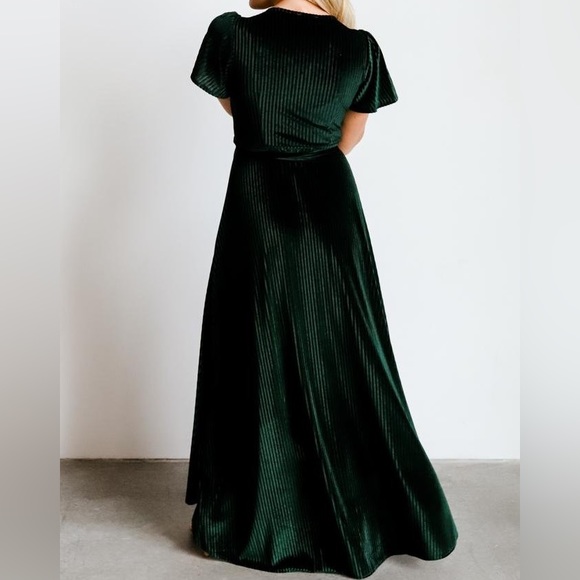 (Green/emerald) Andy Ribbed Velvet Wrap Dress - Picture 5 of 16